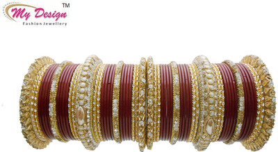 

My Design Lac Gold-plated Chudas(Pack of 58), Maroon