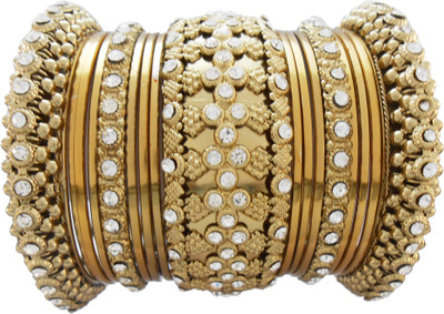 

My Design Alloy Gold-plated Bangle Set(Pack of 17), Gold;white