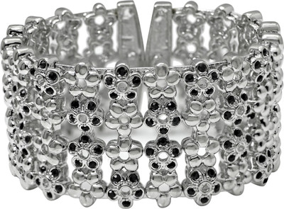 

Mahi Alloy, Brass Crystal Rhodium Kada, Silver;black