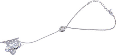 

Pink Rose Alloy Hand Thong, Silver