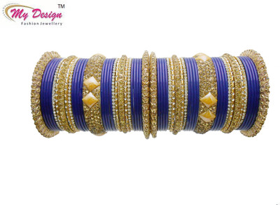 

My Design Lac Gold-plated Chudas(Pack of 58), Blue