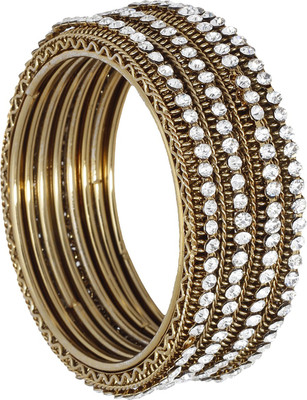 

My Design Alloy Gold-plated Bangle Set(Pack of 4), White