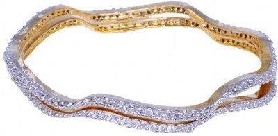 

Navya Alloy Cubic Zirconia Rhodium Bangle Set(Pack of 2), Silver
