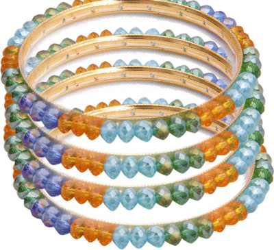 88% OFF on Classique Designer Jewellery Alloy Crystal Rhodium Bangle Set(Pack of 4)