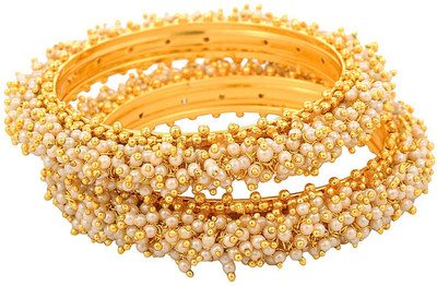 JFL Jewellery for Less Copper Gold-plated Bangle Set(Pack of 2)