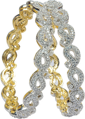 

You Bella Alloy Cubic Zirconia Gold-plated Bangle Set(Pack of 2, Multicolor