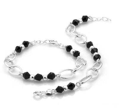 Voylla Sterling Silver Crystal Silver Bracelet Set(Pack of 2)