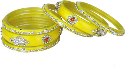 Somil Glass Crystal Bangle Set(Pack of 6)