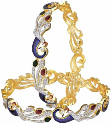 

Zeneme Alloy Cubic Zirconia Bangle Set(Pack of 2), Gold