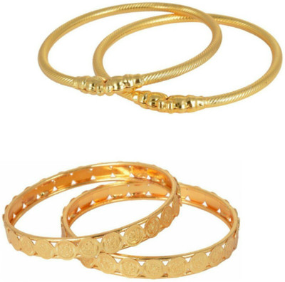 

HKJ Metal Bangle Set(Pack of 4), Gold