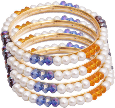 88% OFF on Classique Designer Jewellery Alloy Crystal Rhodium Bangle Set(Pack of 4)