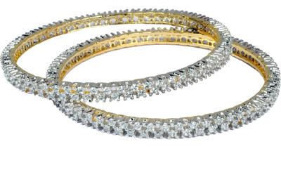 

You Bella Alloy Cubic Zirconia Gold-plated Bangle Set(Pack of 2, Multicolor
