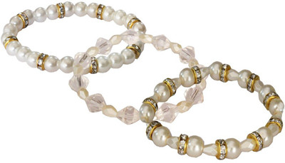 

Being Women Mother of Pearl Bracelet Set(Pack of 3), White