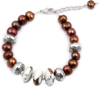 

Pearlz Ocean Alloy Bracelet, White;brown