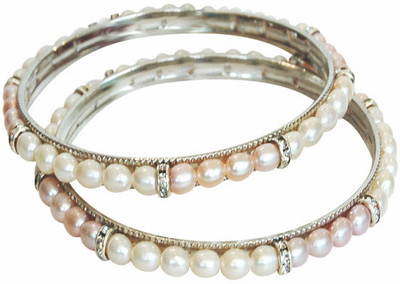 

Nisa Pearls Mother of Pearl Mother of Pearl Bangle(Pack of 2), Multicolor