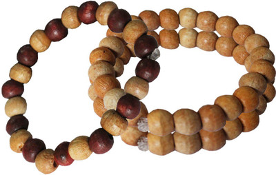

Rich & Famous Wood Bracelet Set, Beige;maroon