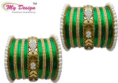 

My Design Alloy Gold-plated Bangle Set(Pack of 58), Green