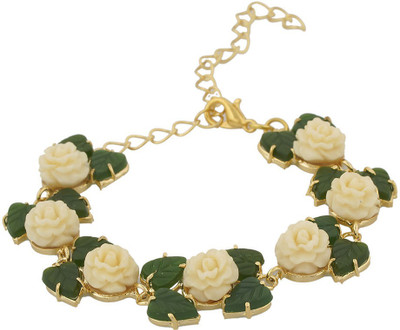 

Nisa Pearls Alloy Bracelet, White;green