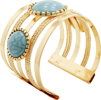 

Ishaani Alloy Gold-plated Cuff, Gold;turquoise