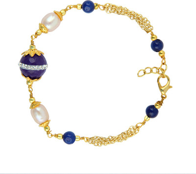 

Pearlz Ocean Alloy Pearl, Jade Gold-plated Bracelet, Orange