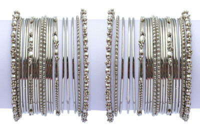 

Shiv_Jewels Metal Bangle Set(Pack of 40), Silver