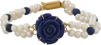 Nisa Pearls Alloy Bracelet, White;blue