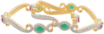 

Navya Alloy Cubic Zirconia Bangle Set(Pack of 2), Gold;silver