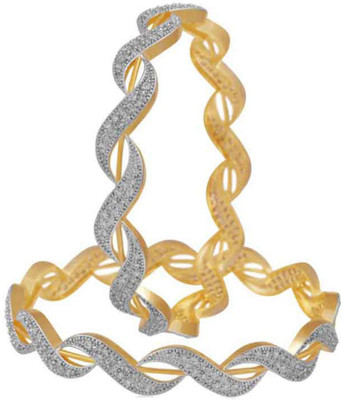 

Zeneme Alloy Cubic Zirconia Bangle Set(Pack of 2), Gold