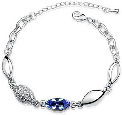 

University Trendz Alloy Crystal Rhodium Charm Bracelet, Blue