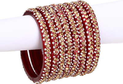 Somil Glass Crystal Bangle Set(Pack of 8)