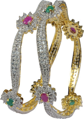 

You Bella Alloy Cubic Zirconia Gold-plated Bangle Set(Pack of 2, Multicolor