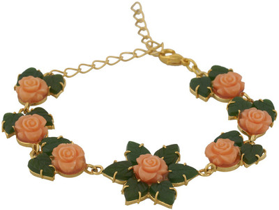 

Nisa Pearls Alloy Jade Bracelet, Pink;green