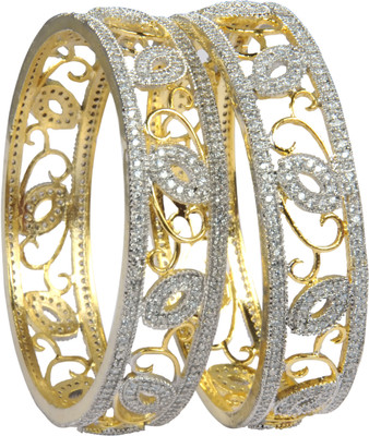 

You Bella Alloy Cubic Zirconia Gold-plated Bangle Set(Pack of 2, Multicolor
