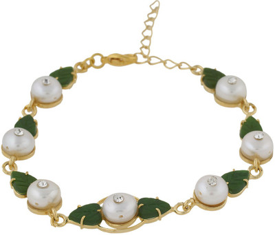 

Nisa Pearls Alloy Jade Bracelet, White;green