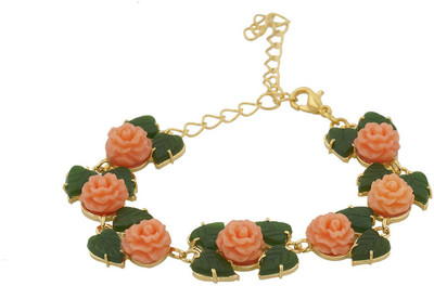 

Nisa Pearls Alloy Bracelet, Pink;green