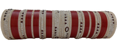 

My Design Acrylic Chudas(Pack of 68), Maroon;white