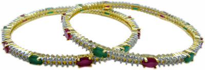 50% OFF on E-Designs Brass Cubic Zirconia Bangle Set(Pack of 2)