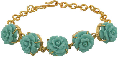 

Nisa Pearls Alloy Bracelet, Gold;blue