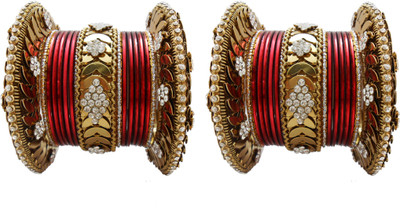 

My Design Alloy Gold-plated Bangle Set(Pack of 30), Maroon