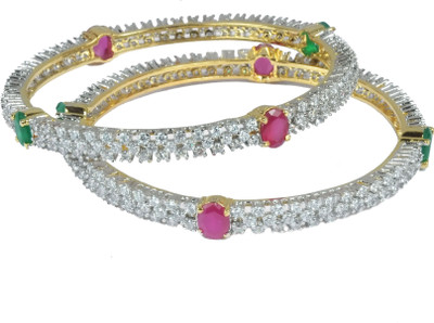 

You Bella Alloy Cubic Zirconia Gold-plated Bangle Set(Pack of 2, Multicolor