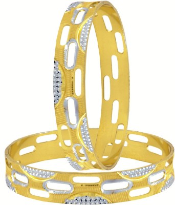 the jewelbox Brass Rhodium Bangle Set(Pack of 2)