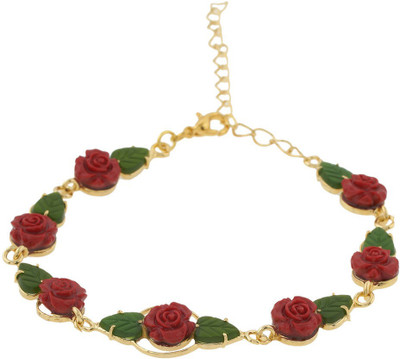 

Nisa Pearls Alloy Jade Bracelet, Red;green