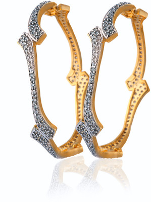 59% OFF on Alysa Alloy, Silver Cubic Zirconia Gold-plated, Rhodium Bangle Set(Pack of 2)