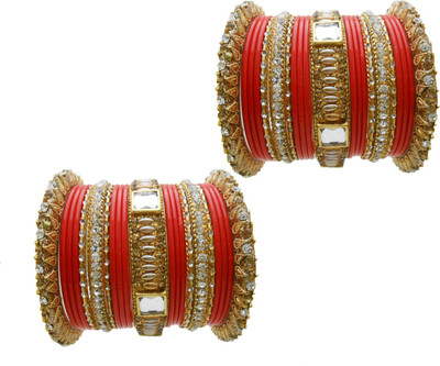 

My Design Lac Gold-plated Chudas(Pack of 42), Orange