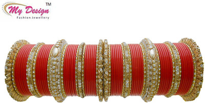 

My Design Lac Gold-plated Chudas(Pack of 74), Red