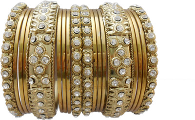 

My Design Alloy Gold-plated Bangle Set(Pack of 18), Gold;white