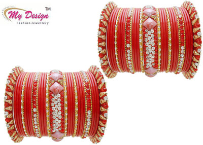 

My Design Lac Gold-plated Bangle Set(Pack of 54), Red