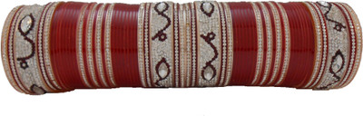 

My Design Acrylic Chudas(Pack of 65), Maroon;white