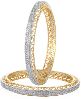 

You Bella Alloy Cubic Zirconia Bangle Set(Pack of 2, Gold