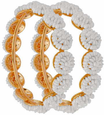 Nisa Pearls Mother of Pearl Mother of Pearl Bangle(Pack of 2) Nisa Pearls Mother of Pearl Mother of Pearl Bangle(Pack of 2)